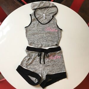 Hustler Hollywood Gray and Black Tank and Shorts Set